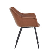 Markley Leather Dining Chair with Powder-Coated Iron Legs