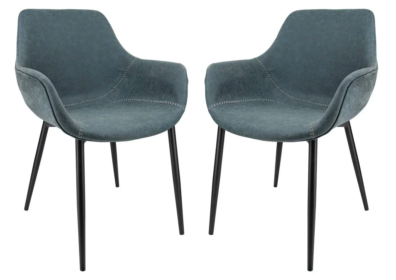 Markley Modern Leather Dining Arm Chair With Metal Legs Set of 2 - Elax Furniture