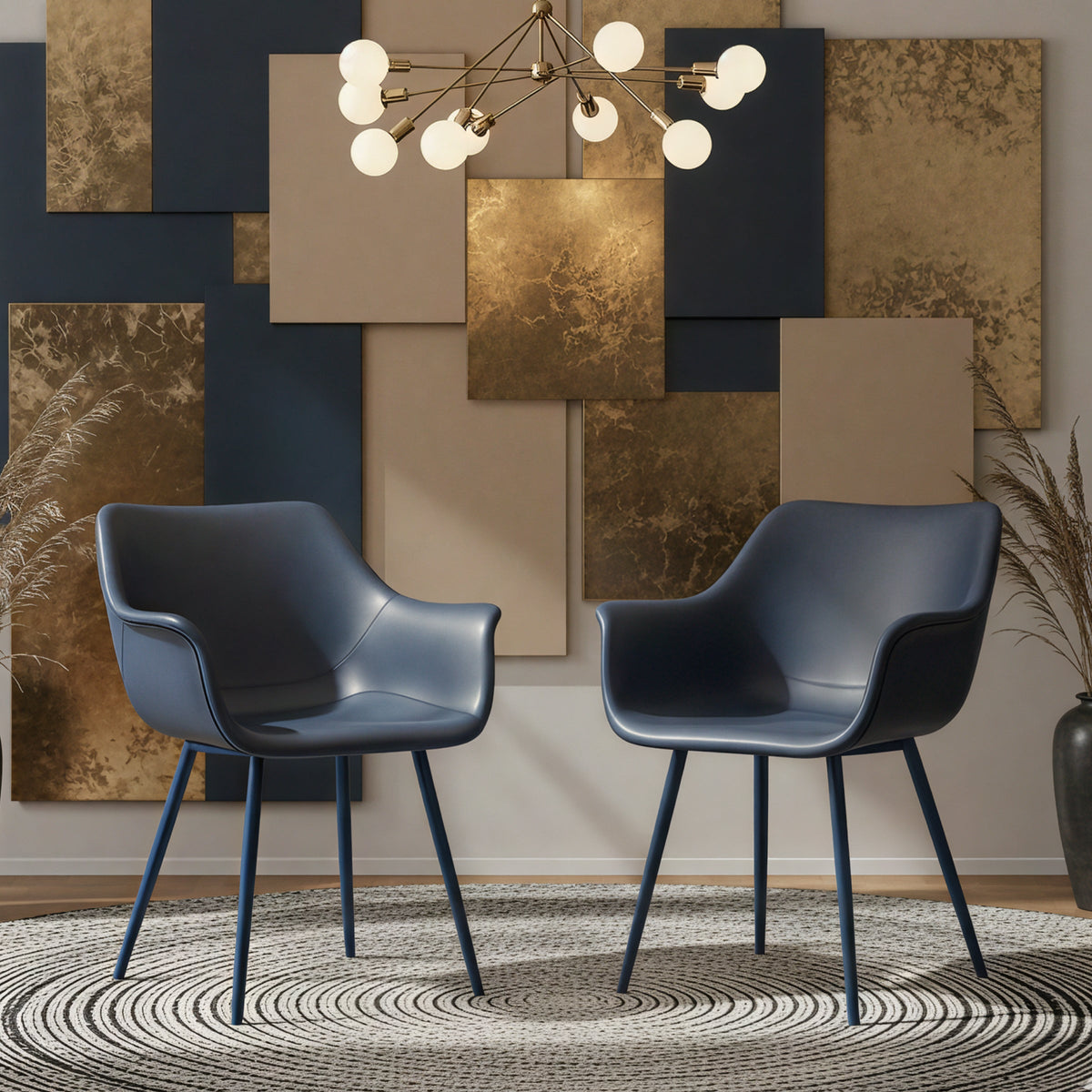 Markley Leather Dining Chair with Powder-Coated Iron Legs