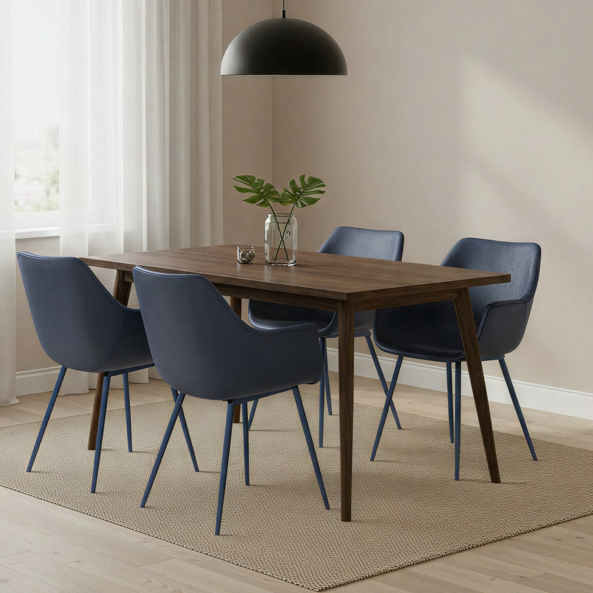 Markley Leather Dining Chair with Powder-Coated Iron Legs