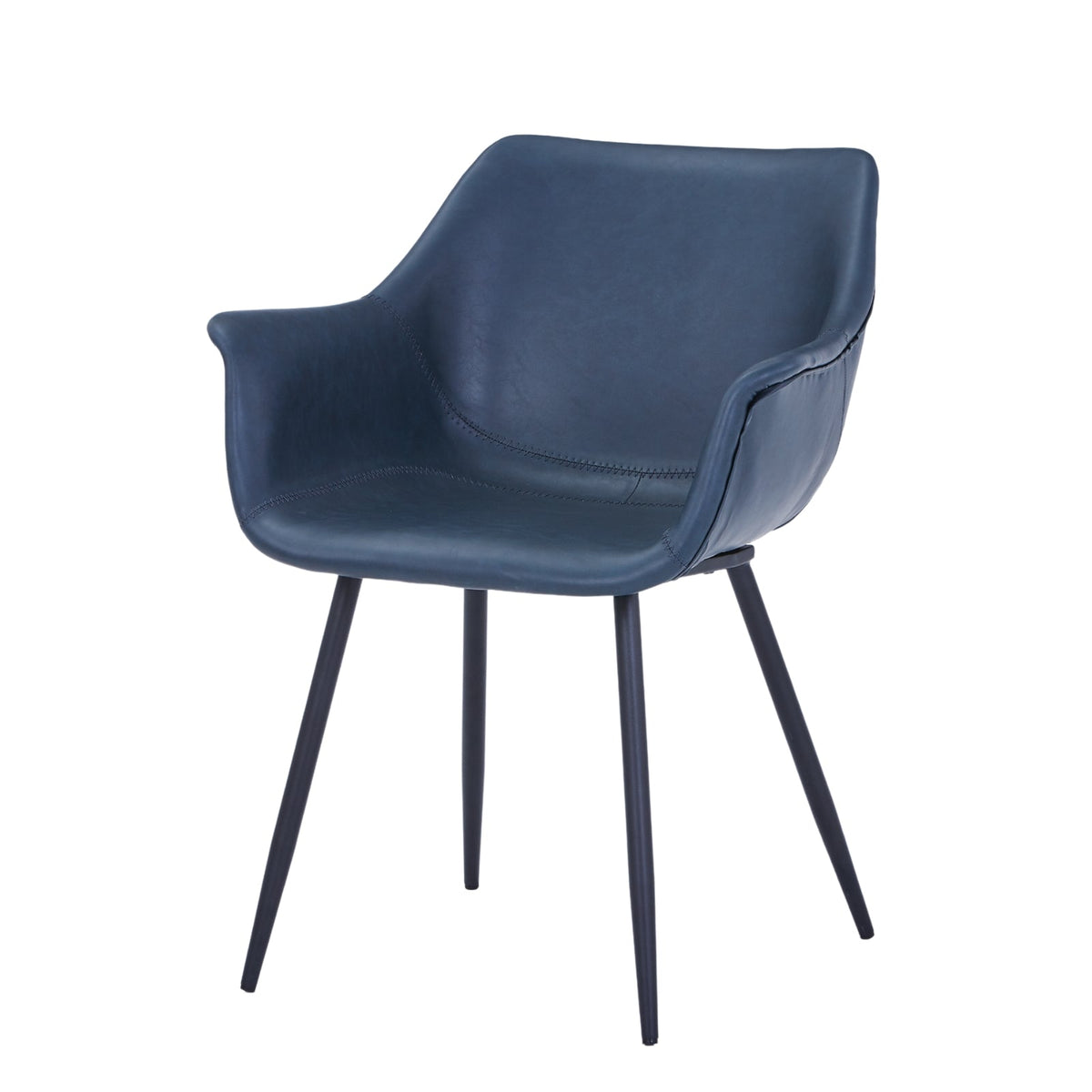 Markley Leather Dining Chair with Powder-Coated Iron Legs
