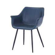 Markley Leather Dining Chair with Powder-Coated Iron Legs