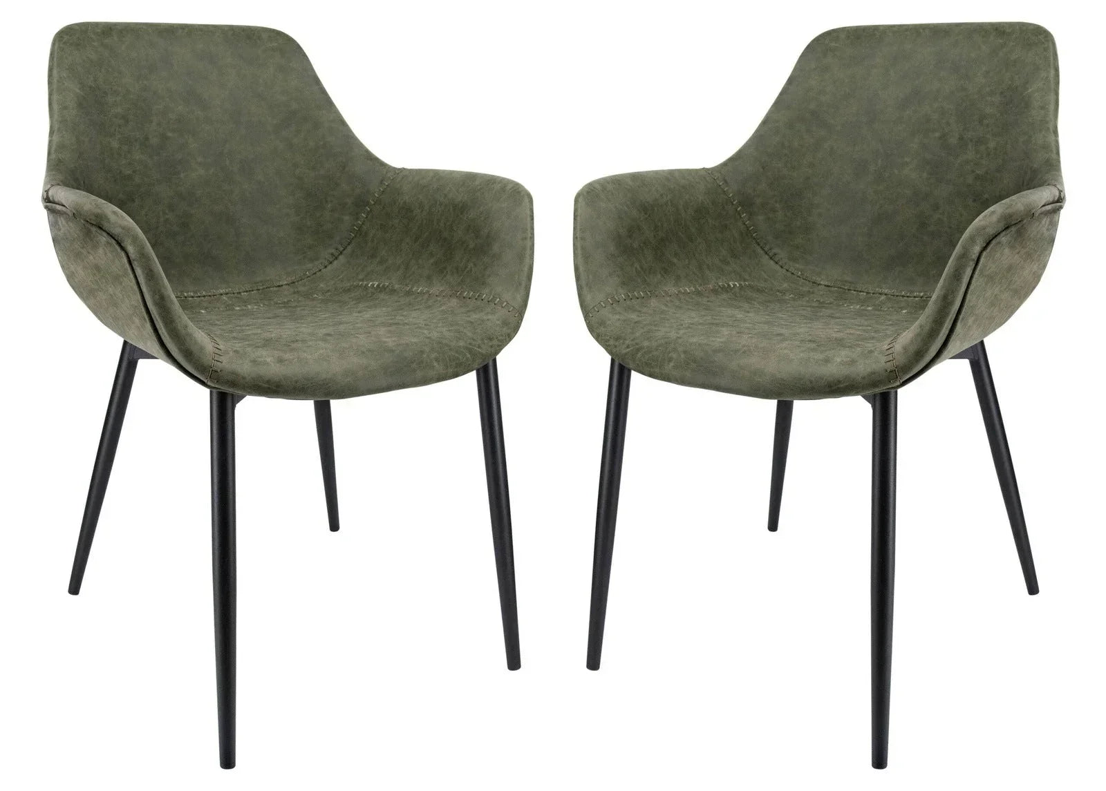 Markley Modern Leather Dining Arm Chair With Metal Legs Set of 2 - Elax Furniture