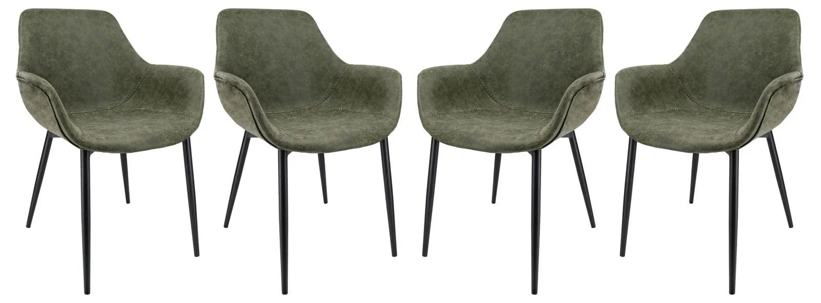 Markley Modern Leather Dining Arm Chair With Metal Legs Set of 4 - Elax Furniture