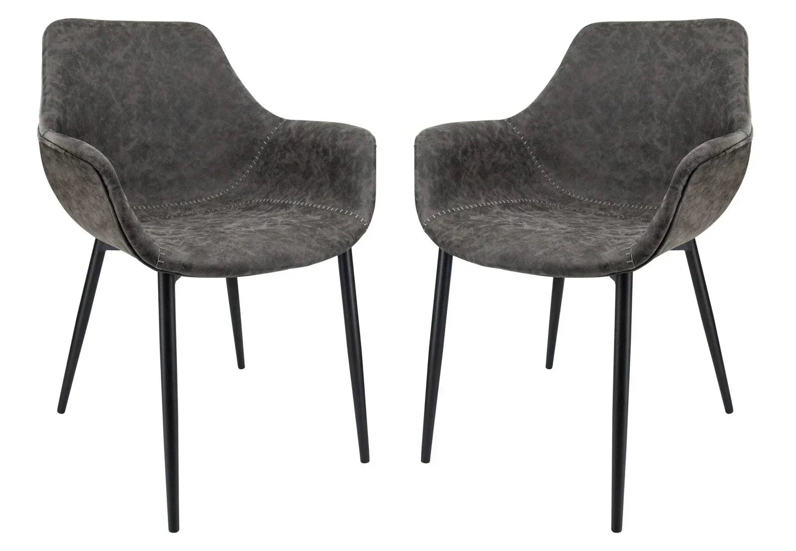 Markley Modern Leather Dining Arm Chair With Metal Legs Set of 2 - Elax Furniture