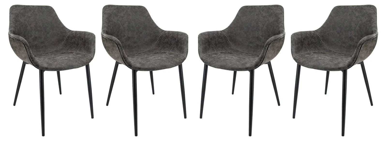 Markley Modern Leather Dining Arm Chair With Metal Legs Set of 4 - Elax Furniture