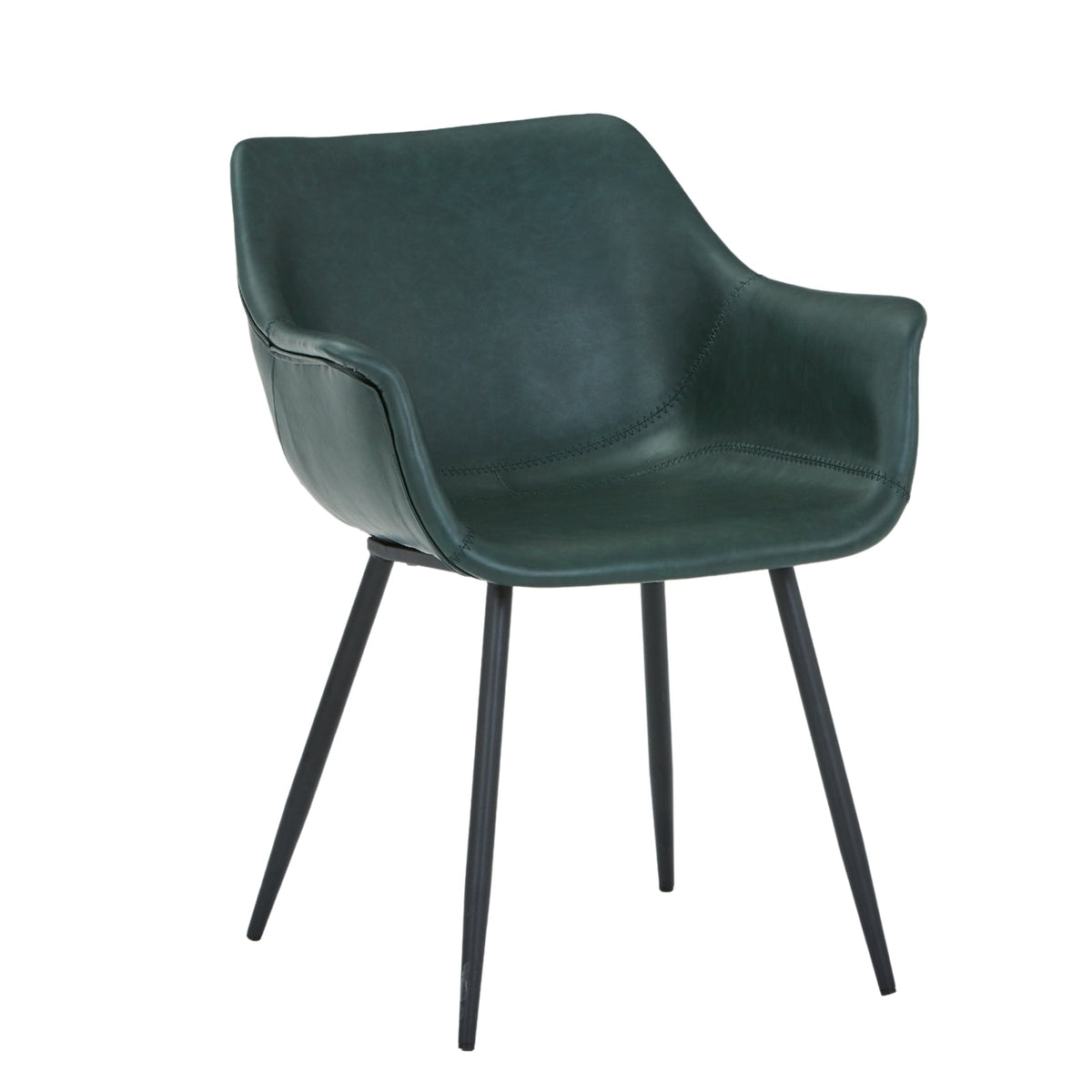 Markley Leather Dining Chair with Powder-Coated Iron Legs