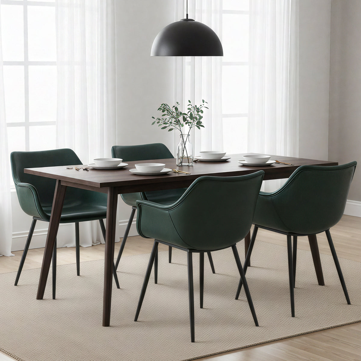 Markley Leather Dining Chair with Powder-Coated Iron Legs