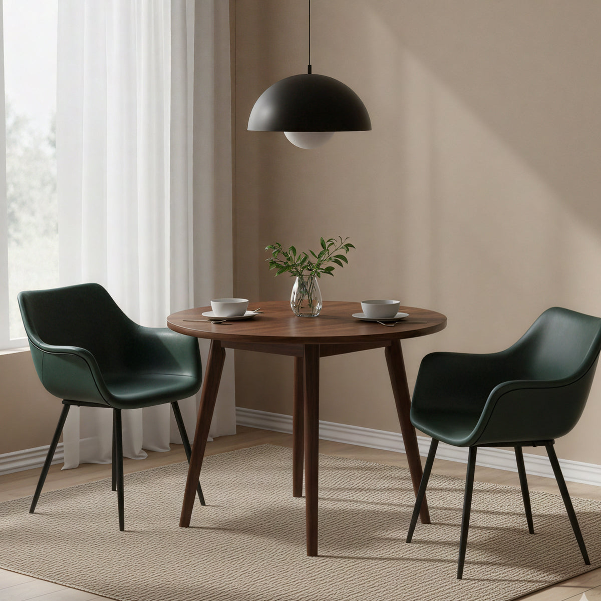 Markley Leather Dining Chair with Powder-Coated Iron Legs