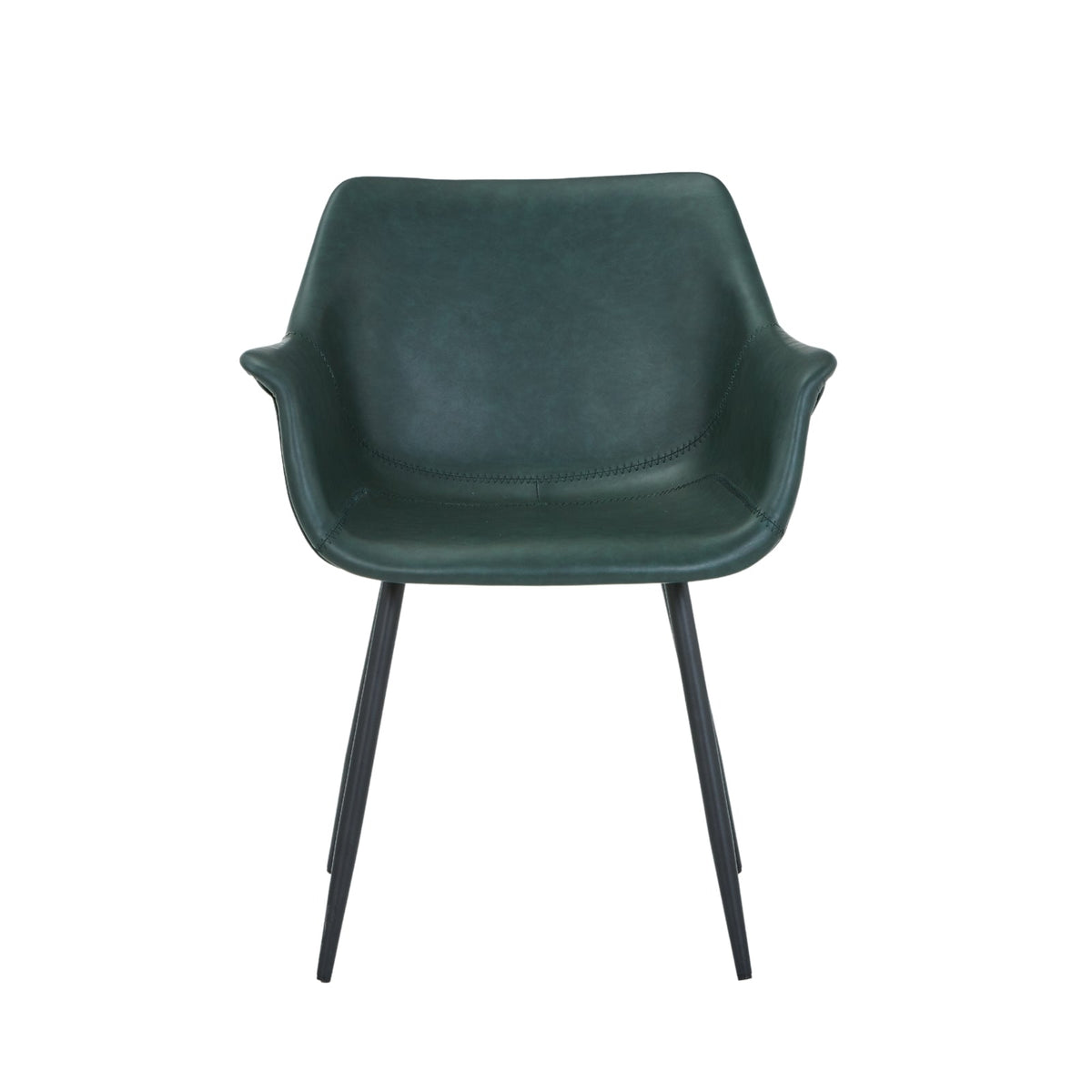 Markley Leather Dining Chair with Powder-Coated Iron Legs
