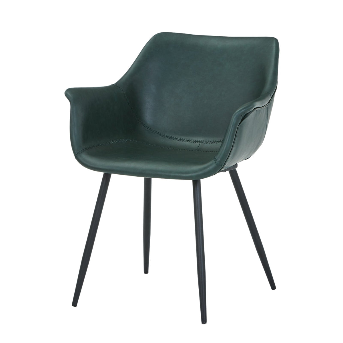 Markley Leather Dining Chair with Powder-Coated Iron Legs