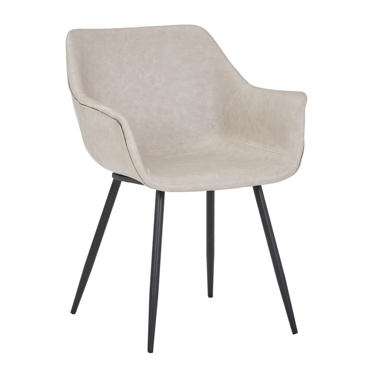 Markley Leather Dining Chair with Powder-Coated Iron Legs