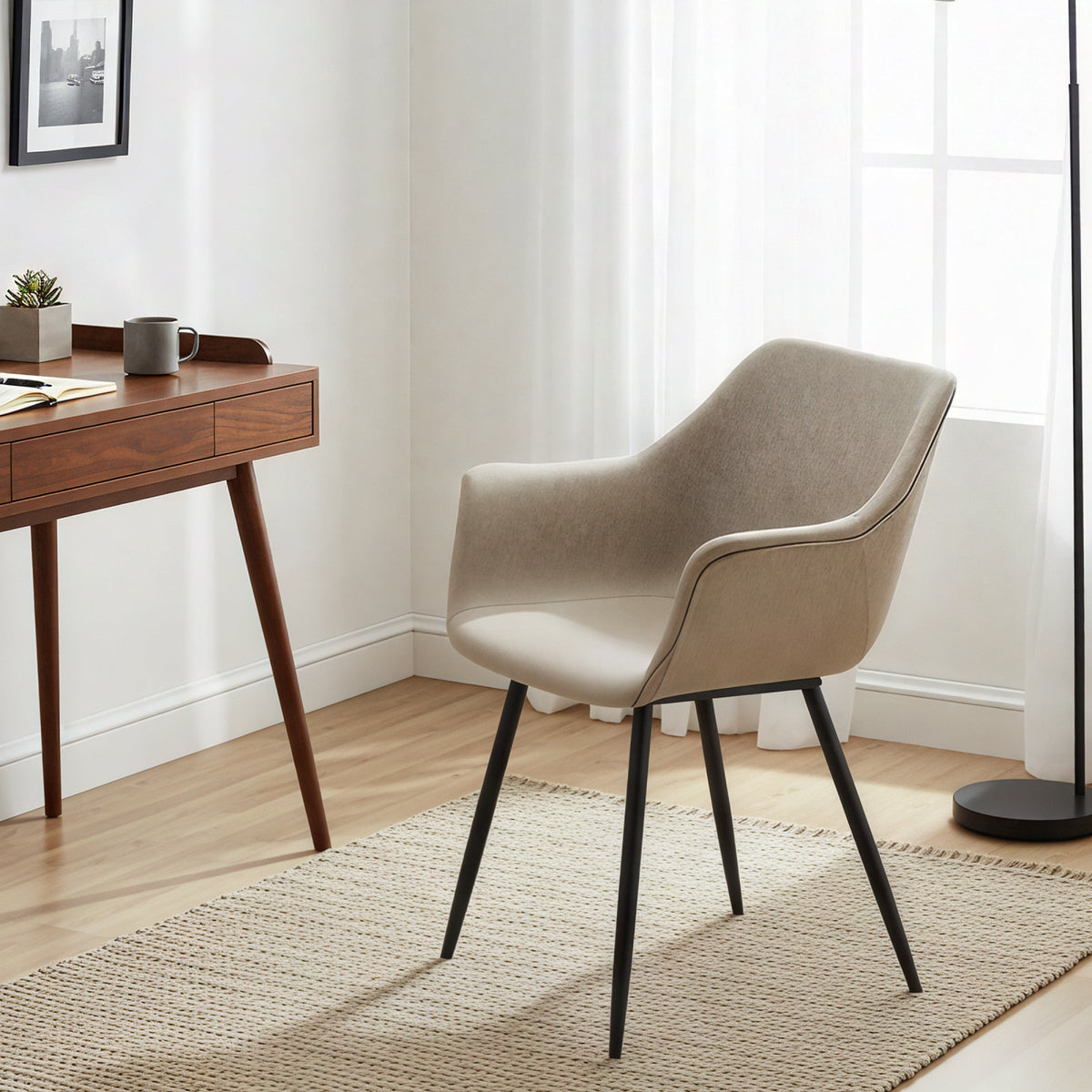 Markley Leather Dining Chair with Powder-Coated Iron Legs