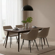 Markley Leather Dining Chair with Powder-Coated Iron Legs
