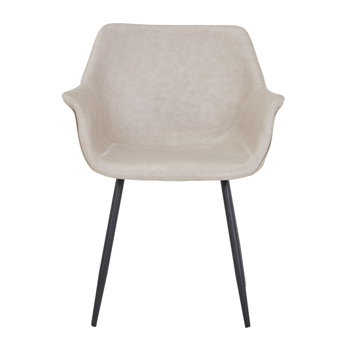 Markley Leather Dining Chair with Powder-Coated Iron Legs