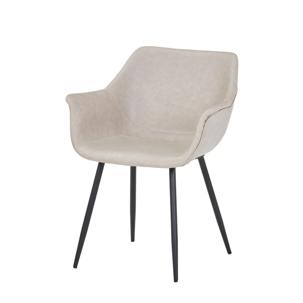 Markley Leather Dining Chair with Powder-Coated Iron Legs