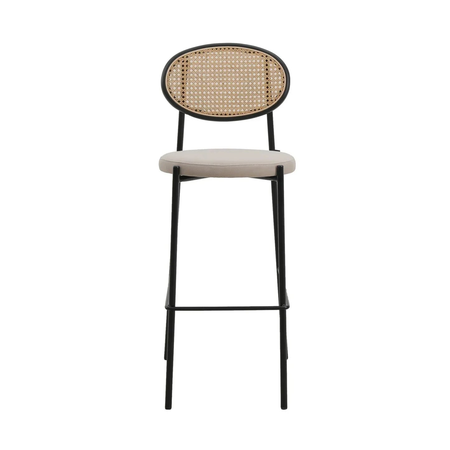 Euston Wicker Bar Stool with Black Powder Coated Steel Frame and Footrest - Elax Furniture