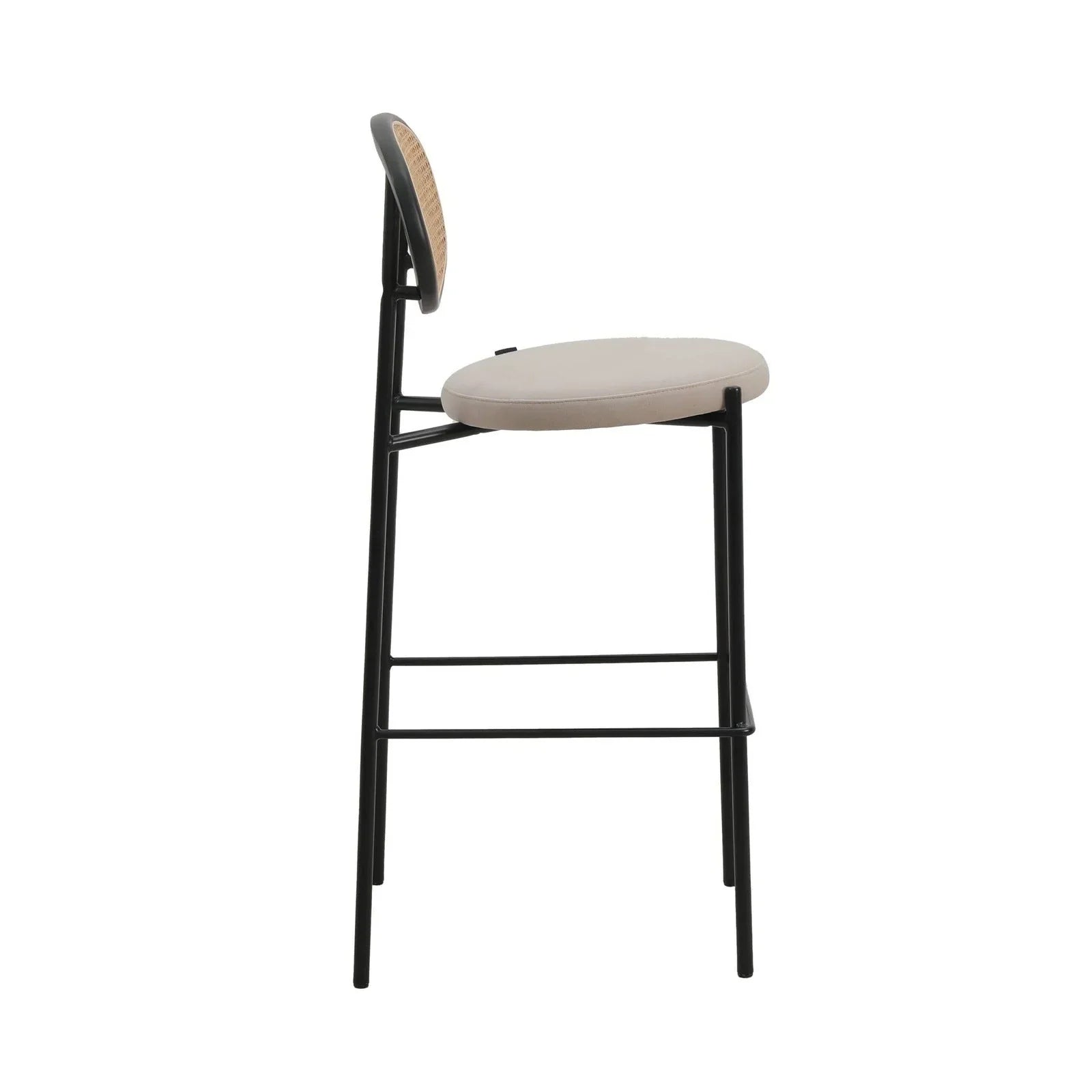 Euston Wicker Bar Stool with Black Powder Coated Steel Frame and Footrest - Elax Furniture