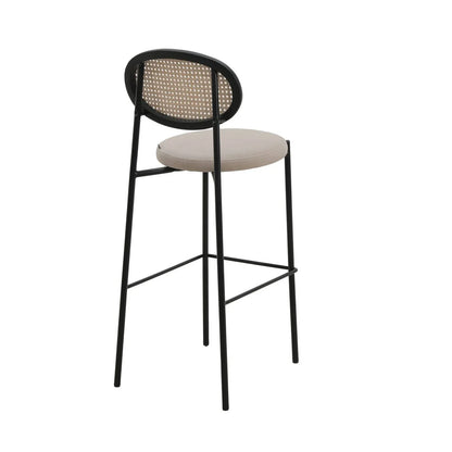 Euston Wicker Bar Stool with Black Powder Coated Steel Frame and Footrest - Elax Furniture