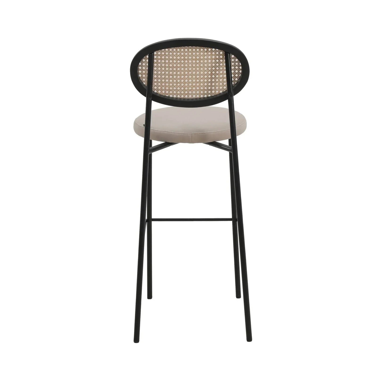 Euston Wicker Bar Stool with Black Powder Coated Steel Frame and Footrest - Elax Furniture