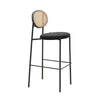 Euston Wicker Bar Stool with Black Powder Coated Steel Frame and Footrest