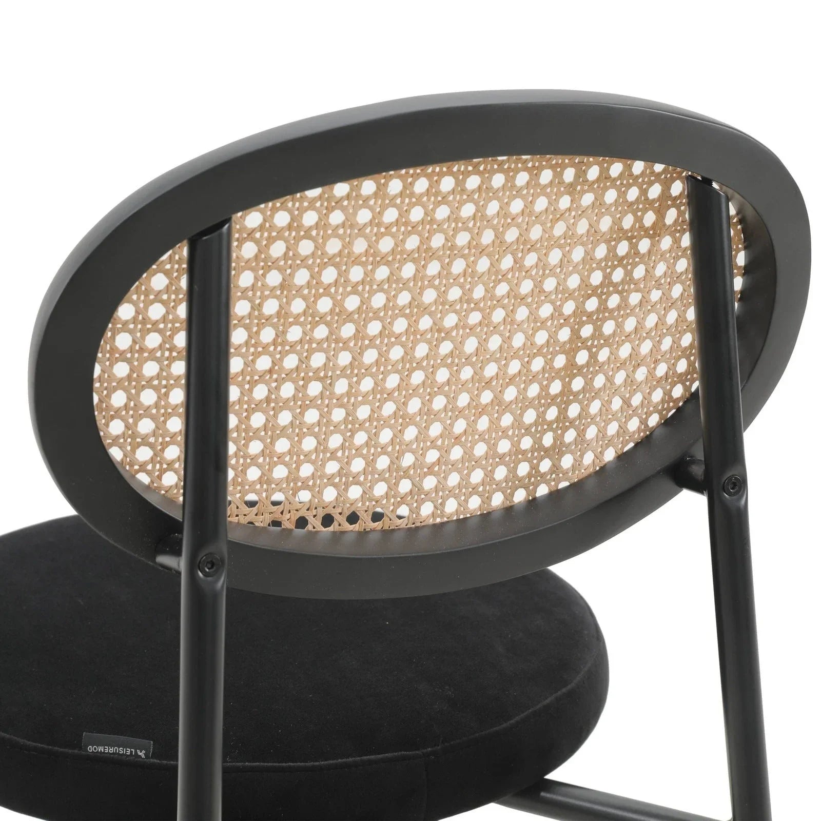 Euston Wicker Bar Stool with Black Powder Coated Steel Frame and Footrest, Set of 2 - Elax Furniture
