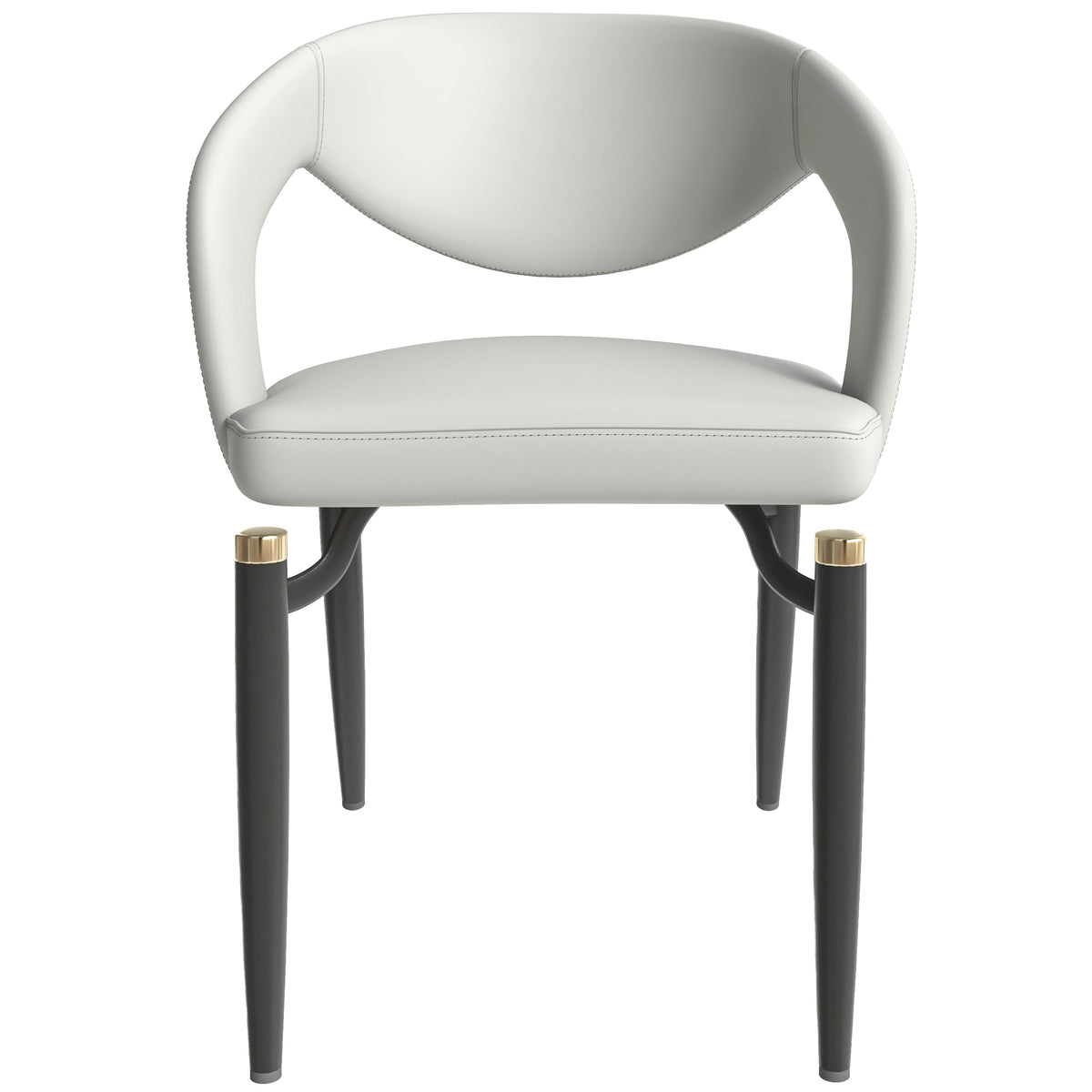 Entice Leather Dining Chair with Curved Open Back and Iron Legs