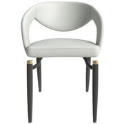 Entice Leather Dining Chair with Curved Open Back and Iron Legs
