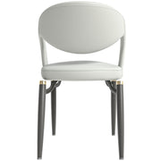 Entice Leather Dining Chair with Curved Open Back and Iron Legs