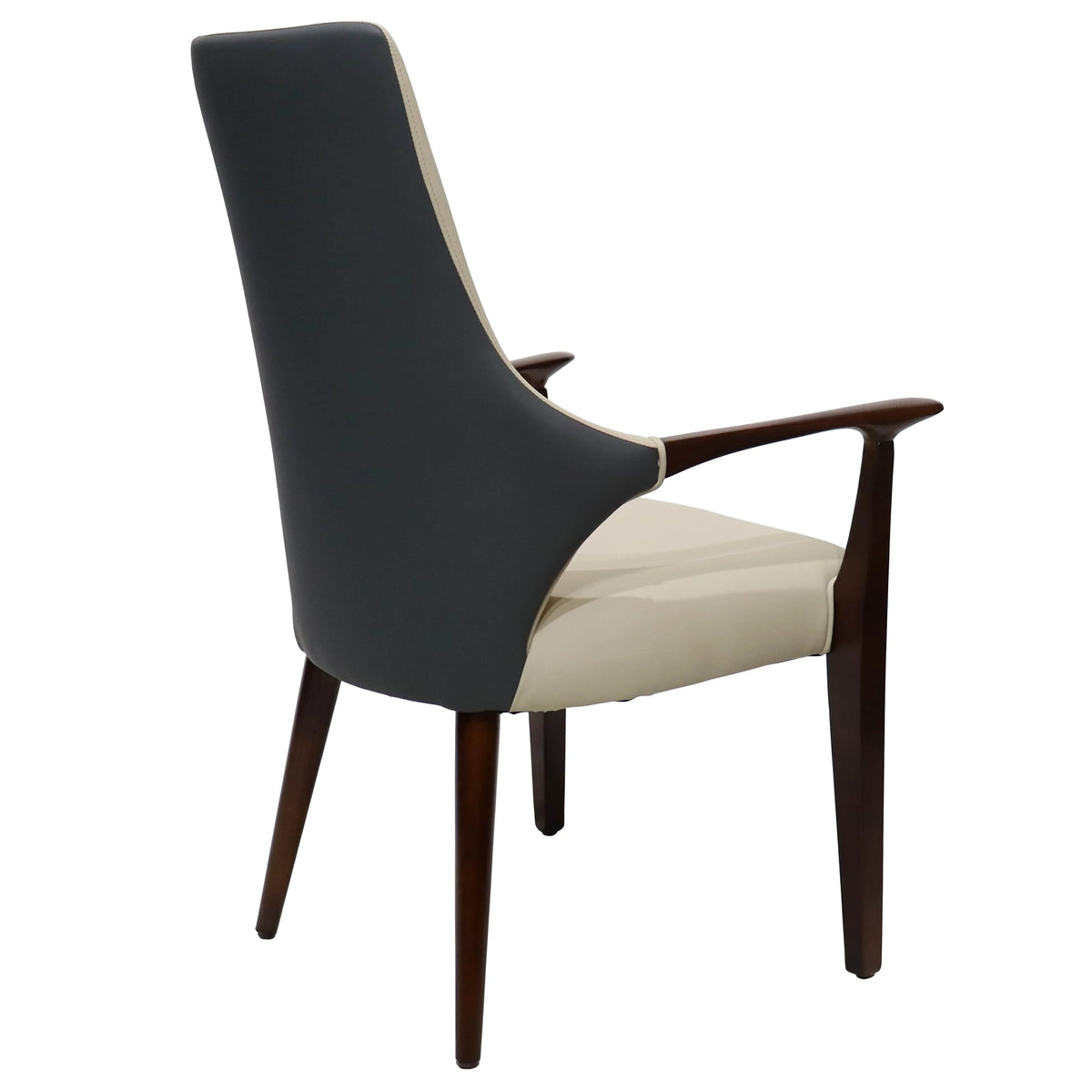 Elm Collection Modern Wooden Dining Arm Chair Upholstered Seat in Lather with Ash Wood Base - Elax Furniture