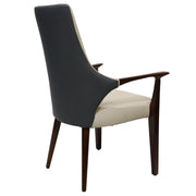 Elm Collection Modern Wooden Dining Arm Chair Upholstered Seat in Lather with Ash Wood Base - Elax Furniture