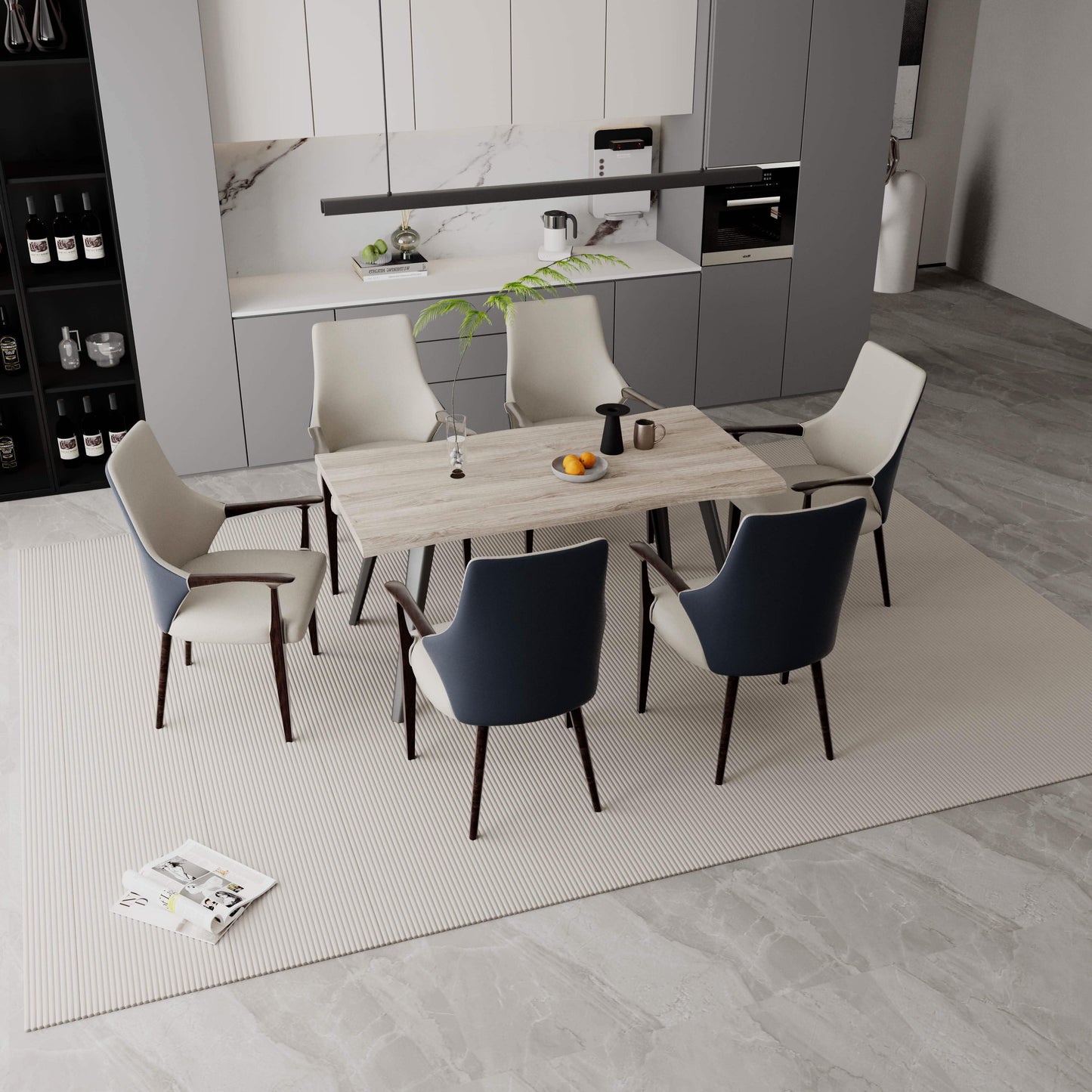 Elm Collection Modern Wooden Dining Arm Chair Upholstered Seat in Lather with Ash Wood Base Set of 2 - Elax Furniture