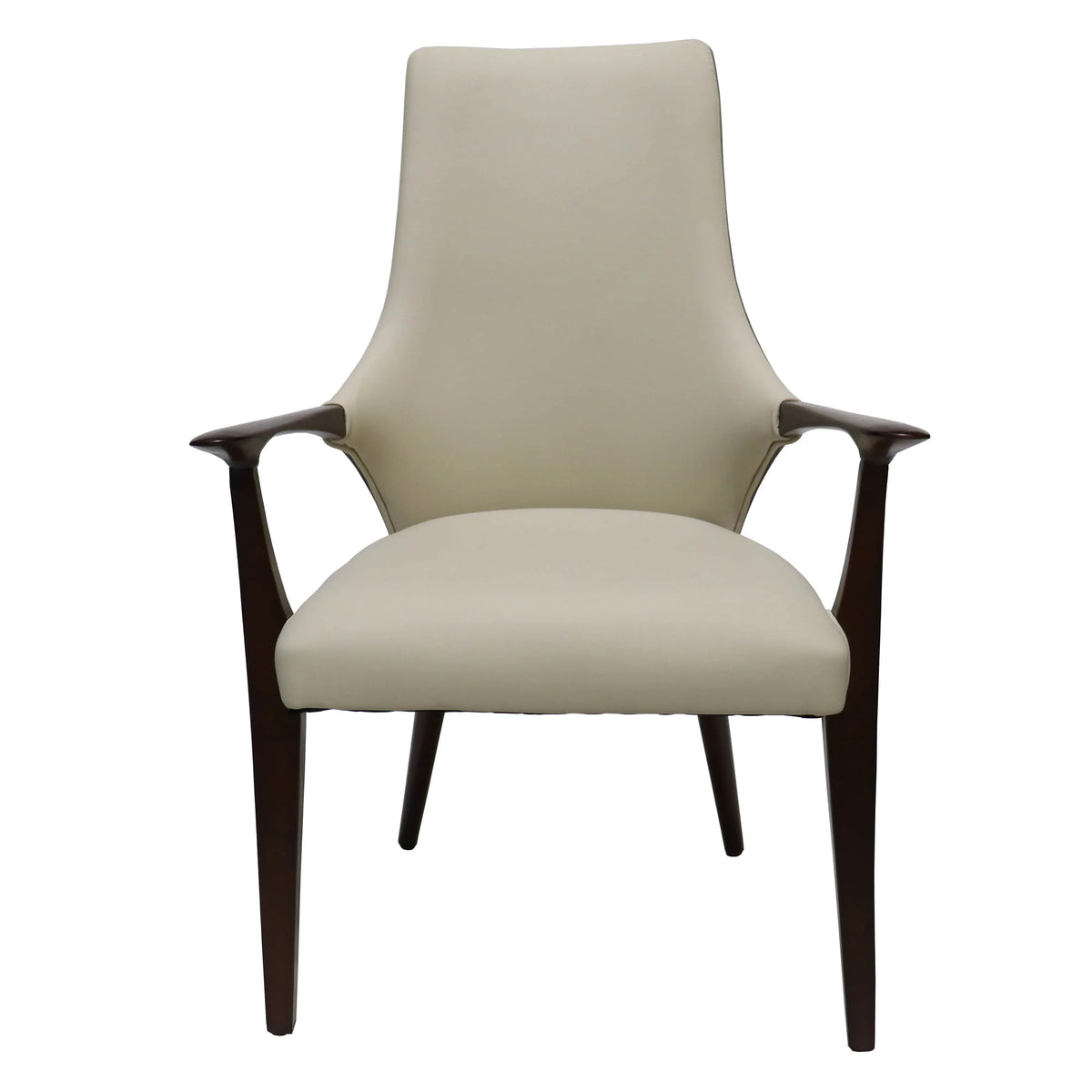 Elm Collection Modern Wooden Dining Arm Chair Upholstered Seat in Lather with Ash Wood Base - Elax Furniture
