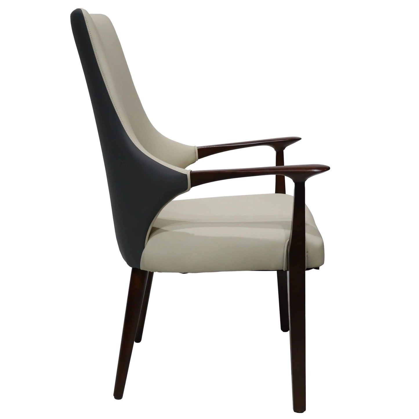 Elm Collection Modern Wooden Dining Arm Chair Upholstered Seat in Lather with Ash Wood Base Set of 2 - Elax Furniture