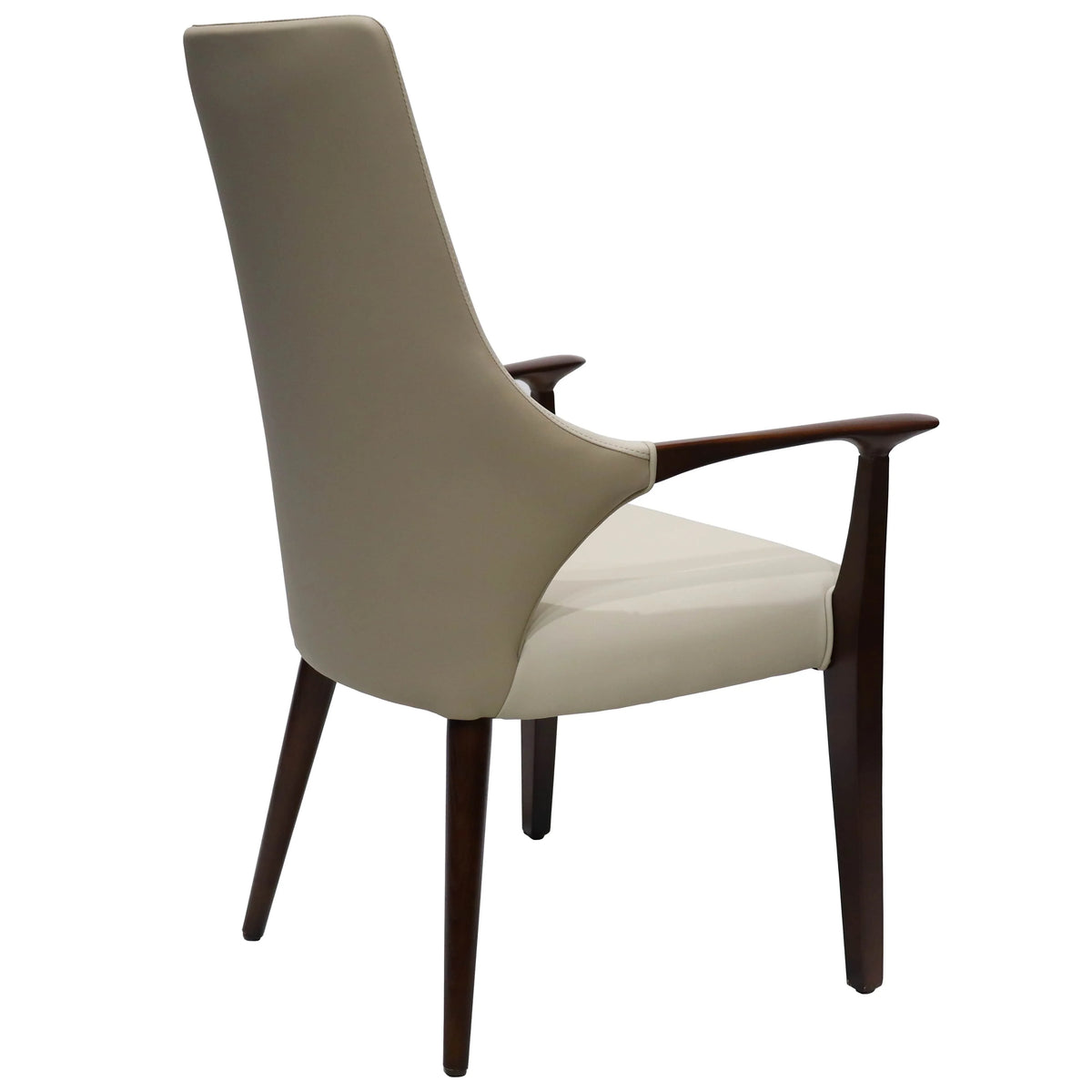 Elm Collection Modern Wooden Dining Arm Chair Upholstered Seat in Lather with Ash Wood Base - Elax Furniture