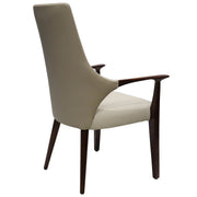 Elm Collection Modern Wooden Dining Arm Chair Upholstered Seat in Lather with Ash Wood Base - Elax Furniture
