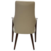 Elm Collection Modern Wooden Dining Arm Chair Upholstered Seat in Lather with Ash Wood Base - Elax Furniture