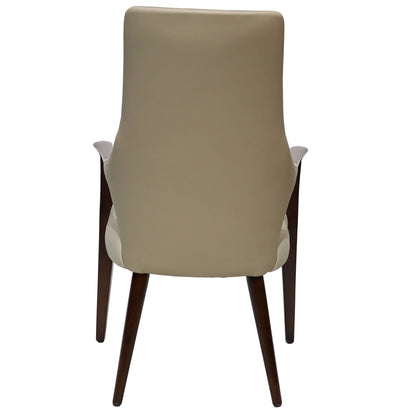 Elm Collection Modern Wooden Dining Arm Chair Upholstered Seat in Lather with Ash Wood Base Set of 2 - Elax Furniture