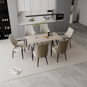 Elm Collection Modern Wooden Dining Arm Chair Upholstered Seat in Lather with Ash Wood Base - Elax Furniture