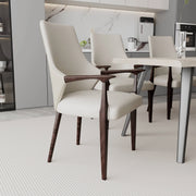 Elm Collection Modern Wooden Dining Arm Chair Upholstered Seat in Lather with Ash Wood Base - Elax Furniture