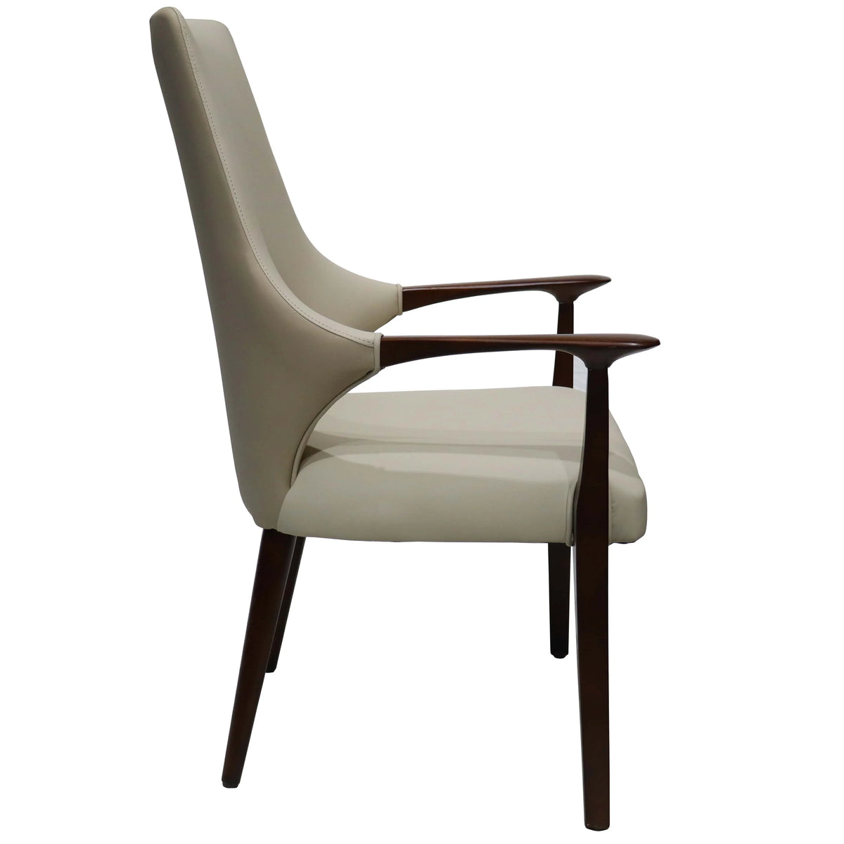 Elm Collection Modern Wooden Dining Arm Chair Upholstered Seat in Lather with Ash Wood Base - Elax Furniture