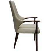 Elm Collection Modern Wooden Dining Arm Chair Upholstered Seat in Lather with Ash Wood Base - Elax Furniture