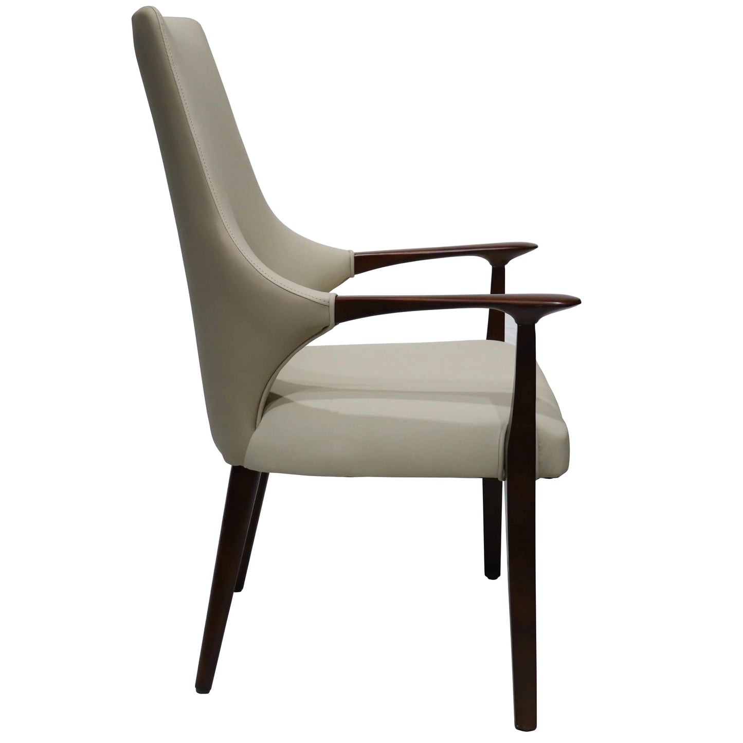 Elm Collection Modern Wooden Dining Arm Chair Upholstered Seat in Lather with Ash Wood Base Set of 2 - Elax Furniture