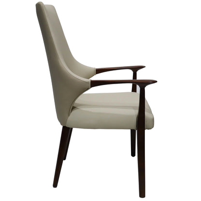 Elm Collection Modern Wooden Dining Arm Chair Upholstered Seat in Lather with Ash Wood Base Set of 2 - Elax Furniture