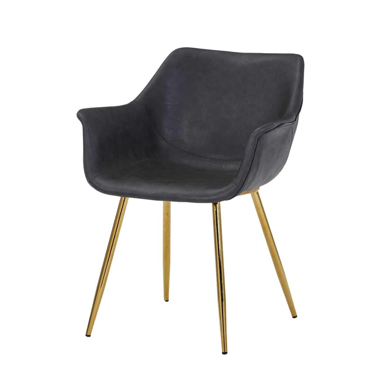 Markley Leather Dining Chair with Powder-Coated Iron Legs