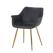 Markley Leather Dining Chair with Powder-Coated Iron Legs