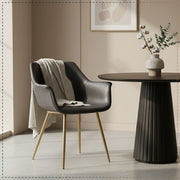 Markley Leather Dining Chair with Powder-Coated Iron Legs