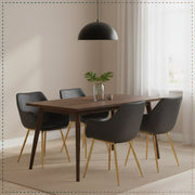 Markley Leather Dining Chair with Powder-Coated Iron Legs