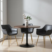 Markley Leather Dining Chair with Powder-Coated Iron Legs
