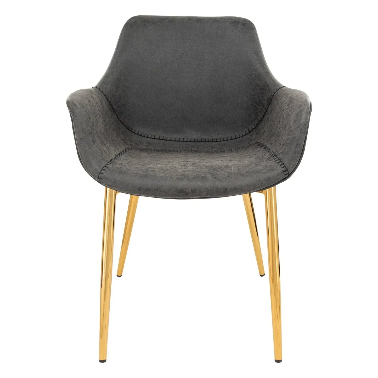 Markley Modern Leather Dining Arm Chair With Gold Metal Legs Set of 4 - Elax Furniture